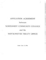 Affiliation agreement between Northwest Community College and the Wet'suwet'en Treaty Office: Draft - Dec. 17, 1996